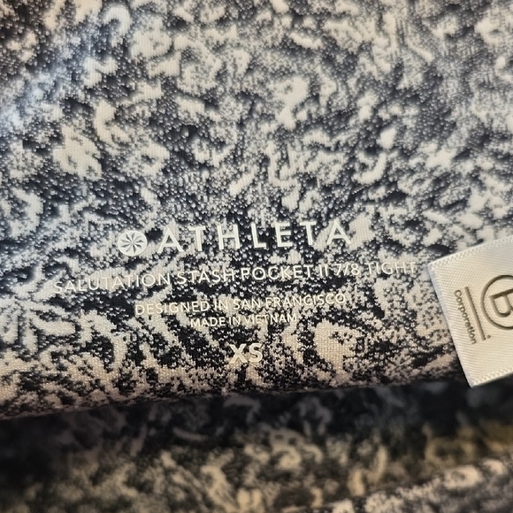 Athleta Exhale Moonflower Jacquard Set Black White Sports Bra & Leggings S/XS - Picture 15 of 16